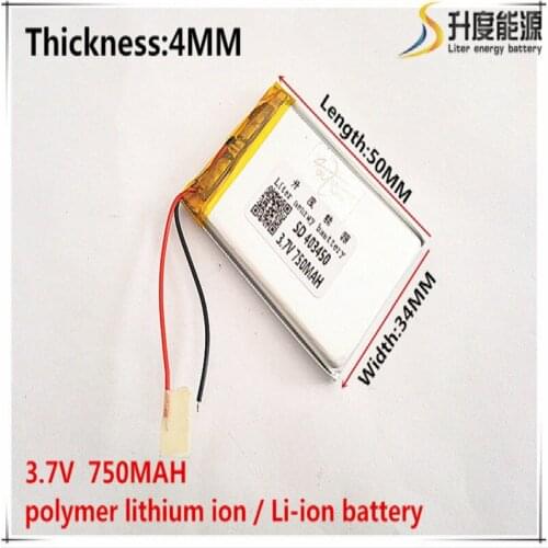 1pcs [SD] 3.7V,750mAH,[403450] Polymer lithium ion / Li-ion battery for TOY,POWER BANK,GPS,mp3,mp4,cell phone,speaker