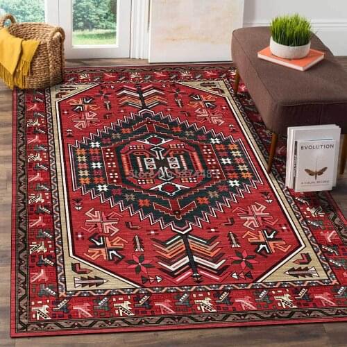 200*300cm Fashion Retro Persian Geometric Ethnic Style Red Living Room Bedroom Bedside Carpet Floor Mat Customization