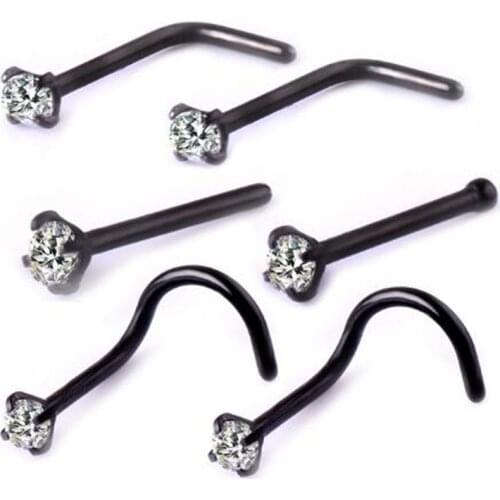 2020 new 316L medical stainless steel nose ring 6 Piece high-quality zircon nose nail body jewelry