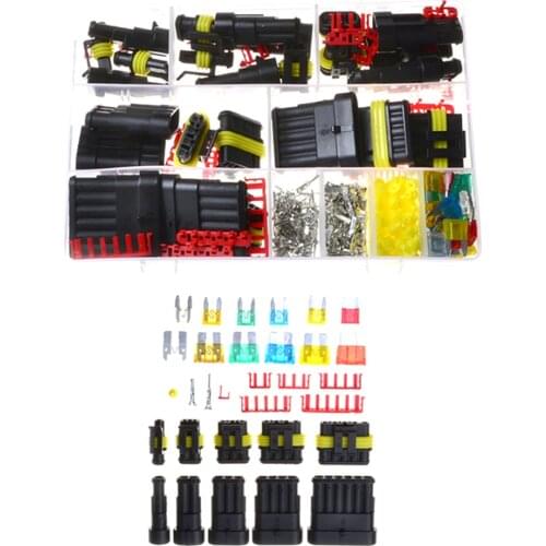240PCS Waterproof Car Auto Electrical Wire Terminal Connector Plug with Blade Fuse Connector Plug Kit Set Assortment