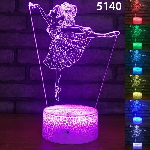 3D Illusion Night Light 7 Color Change Ballet Dancer Girl USB Touch Switch LED Desk Table Lamp Children Sleep Nightlight Gift