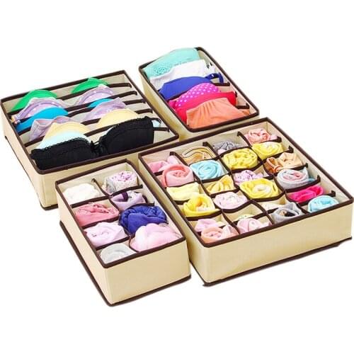 4Pcs Underwear Bra Organizer Storage Box Panties Tie Drawer Closet Organizers Boxes Container For Underwear Scarfs Socks Bra