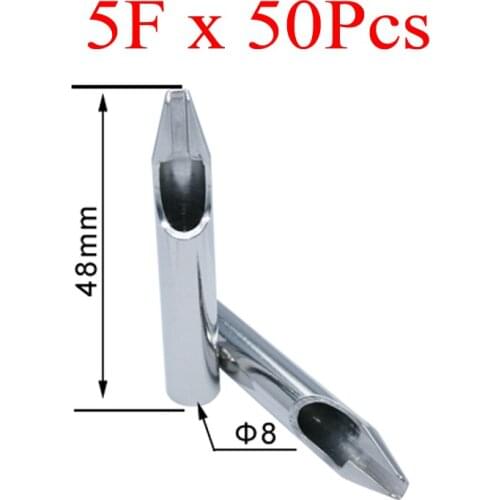 Tattoo Tips for Needles 50Pcs Stainless Steel Nozzles Tattoo Tips SST-312-5FT