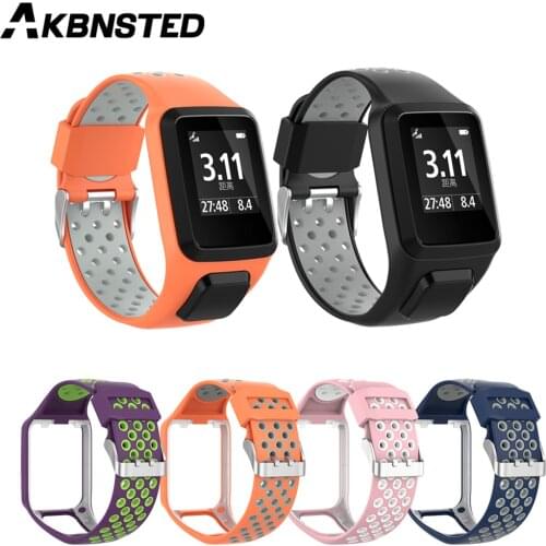 AKBNSTED Silicone Strap For Tomtom Runner 3/2 Smart Watchband Wrist Band For Tomtom Adventurer/Golfer 2/Spark/3 Music Bracelet