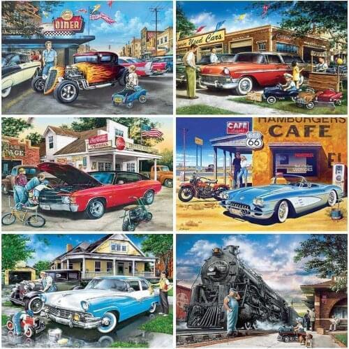 Full Square Drill 5D DIY Diamond Painting Car Scenery 3D Embroidery Cross Stitch Home Decoration