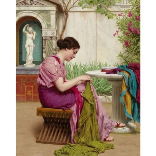 Free shipping court figures canvas prints classical woman flower landscape oil painting printed on canvas decoration pictures