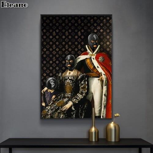 Black Red Medieval Family Portrait Canvas Painting Luxury Character Poster and Prints Abstract Art Wall Aesthetic Decor Picture