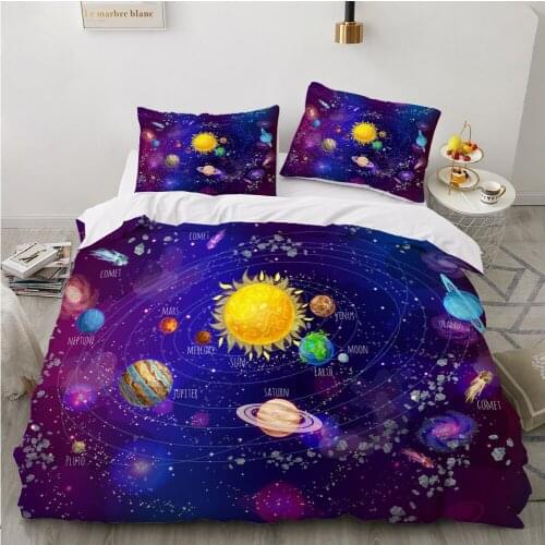 Childrens Bed linen set for home Bedding Set duvet cover 150*200 size Bedspread 6pcs For kids baby cartoon Space astronaut