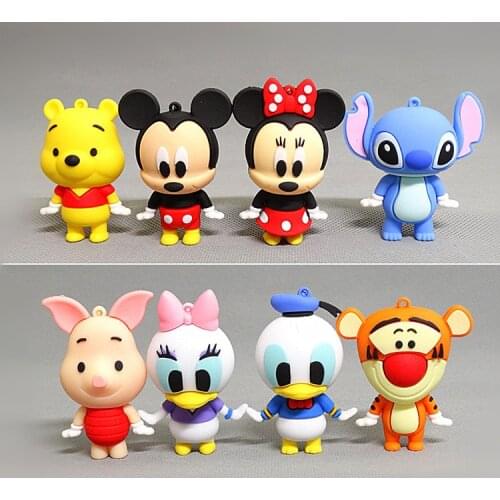 Disney PVC keychain Figure Mickey Minnie Pendants Stitch Daisy Duck Donald Silicone doll Model kids birthday wedding gift toys