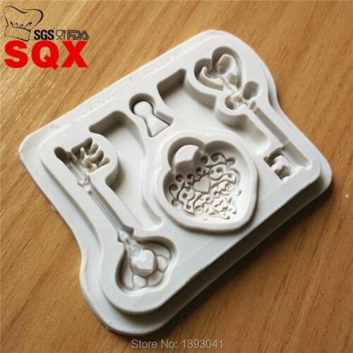 Hot carefully lock / new key / keyway shape 3D turn bran cake mold kitchen accessories, Christmas cake decorating tools SQ16248