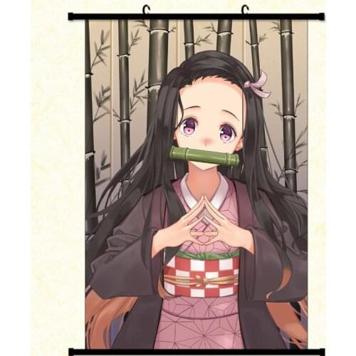 Fashion Prints Scroll Demon Slayer Poster Kimetsu Hippie Wall Picture Anime Hanging Painting Waifu Game Canvas Kids Home Decor