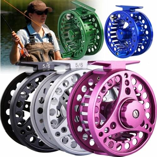 Sougayilang Fly Fishing Reel 5 Color CNC Full Metal Aluminum 5/6WT Fly Fishing Reels Large Arbor Left/Right Coil Fishing Tackle