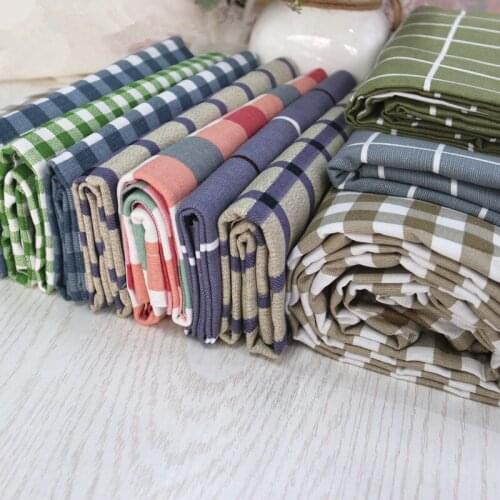 Plaid Printed Cotton Old Coarse Canvas Fabric Dustproof Old Coarse Cloth Tablecloth Cover Cloth Towel Bed Linen Fabrics by Meter