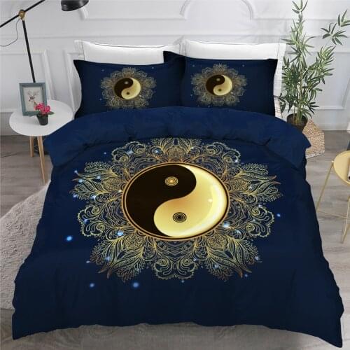 3D Duvet Cover Sets Quilt Covers Comforter Case Set Bedding King Queen Twin Double Single Size Bed Linens Yin Ying 200*200cm