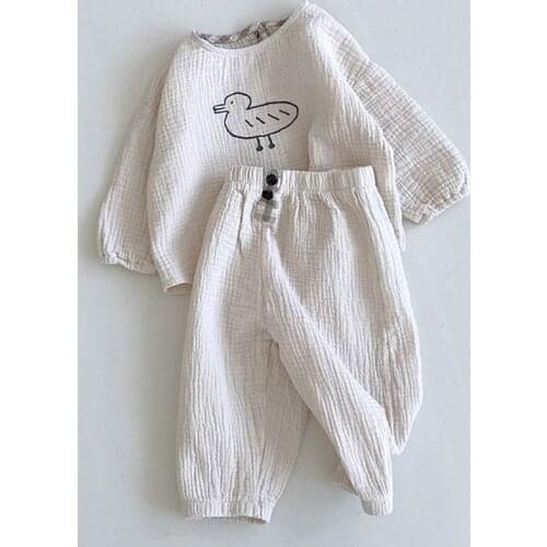 Koodykids 2021 Spring Baby Girl Boy Clothes Set 2pcs Toddler Soft Cotton Plaid Clothing Shirt Pants Vintage Clothes Cute Shirt