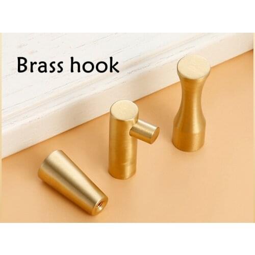 Brass Hook Brushed Robe Decoration Hook Wall Hanging Bathroom Kitchen Accessories Brass Clothes Rack Door Hooks Wholesale