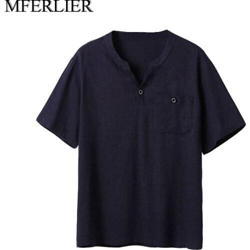 Summer men shirts 7XL Bust 147cm 5XL 6XL cotton linen Plus size shirt men 3 colors