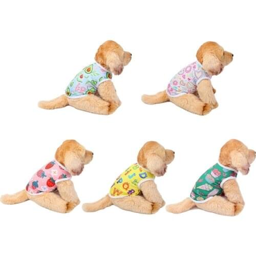 Summer Fluff Thin Dog Shirts Cute Printed Sleeveless Puppy Shirt Pet T-shirt Soft Leisure Cat Vest Clothes for Small Large Dogs