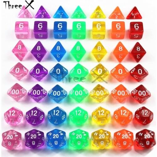 TOP Sale Lowest Price 7pcDie Set with Candy Effect Poker Dice DnD D4,d6,d8,d10,d12,d20 Portable Dice,For Rpg Dnd Board Game