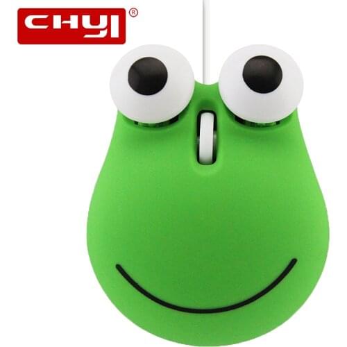 CHYI Cute Cartoon Jumping Frog Design Wired Mouse 3D Mini USB Optical Computer Mice Small Hand Kids Mouse With Mouse Pad