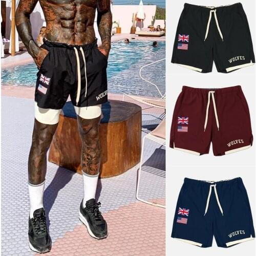 2021 Summer Fitness Shorts Mens Thin Breathable Speed Dry Double Shorts Anti-glazing Trousers Squat Training Trousers