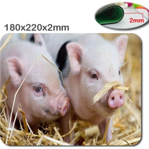 Both of cute little pigs Anti-Slip Rectangle Mouse Pad Customized Supported 220mmx180mmx2mm Cool Non-slip and Durable Mouse Pad