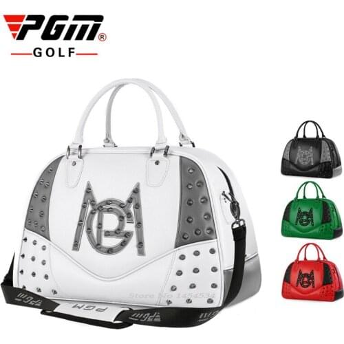 PGM Golf Clothing Bag Womens Waterproof Microfiber Leather Lady Large Capacity Portable Fashion Rivet Bag Independent Shoe Area