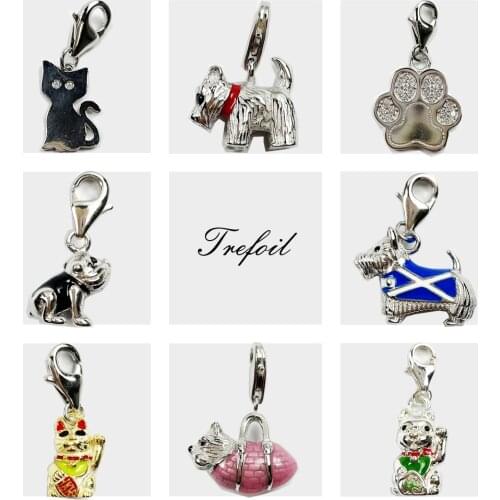 Small Cat Fortune Pet Paw Terrier Charm Pendant,Jewelry 925 Sterling Silver Cute Female Gift For Women Men Fit Bracelet Necklace
