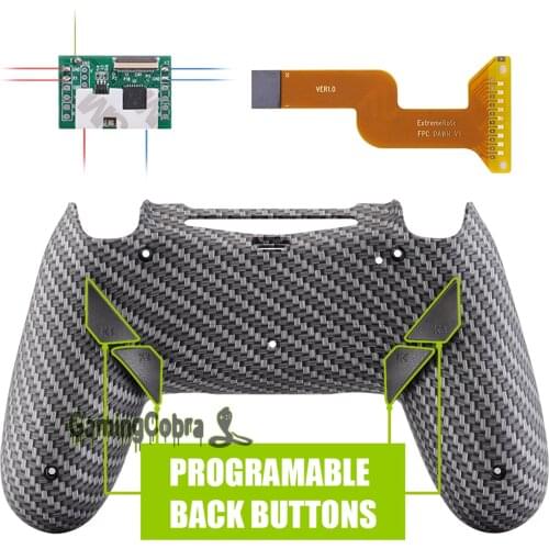 Black Silver Carbon Fiber Dawn Programable Remap Kit for PS4 Slim Pro Controller JDM 040/050/055 + Custom Back Shell/4 Buttons