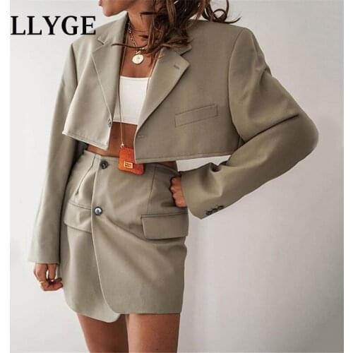 Spring Blazer And Skirt Suit Women Single Button Blazes Mini Skirts Female 2 piece Set Women 2021 Simple Fashion Lady Clothing