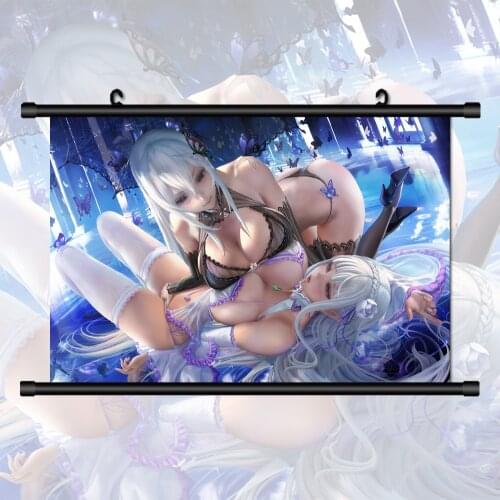 Re Zero Kara Hajimeru Isekai Seikatsu Echidna Emilia HD Print Wall Art Fabric Cloth Poster Scroll