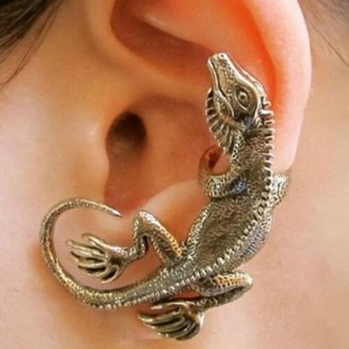 Cool Lizard Earring Clip For Left Ear Chameleon Shape Stud Earring Jewelry 2 Colors