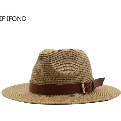 2021 Summer Straw Hat Fashion Casual Panama Beach Fedora Hat Wide Brim Breathable Sun Panama Hats For Women