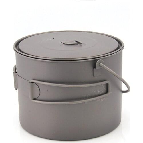 TOAKS POT-1300-BH Titanium Bowl Titanium Pot Hanging Pot With Cover Outdoor Camping Cookware 1300ml
