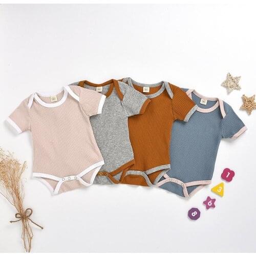 Newborn Baby Romper Summer Knitted Baby Girls Boys Clothes Toddler Baby Sleepwear Outfits Infant Romper Baby Tracksuits Solid