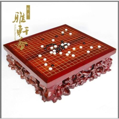 Old mahogany carving crafts Gallery vegetarian wood carved Chinese I-go chess table large wood