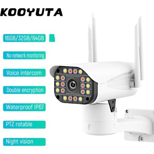 KOOYUTA Wifi PTZ Rotating Camera 2MP/4MP Infrared Nonetwork Monitoring Night Vision Waterproof IP67 Surveillance Camera