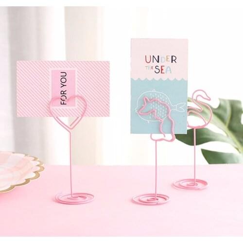 Desk Notes Folder Unicorn Heart Shape Clips Wedding Favors Place Card Holder Table Photo Memo Number Name Clips Message Clips