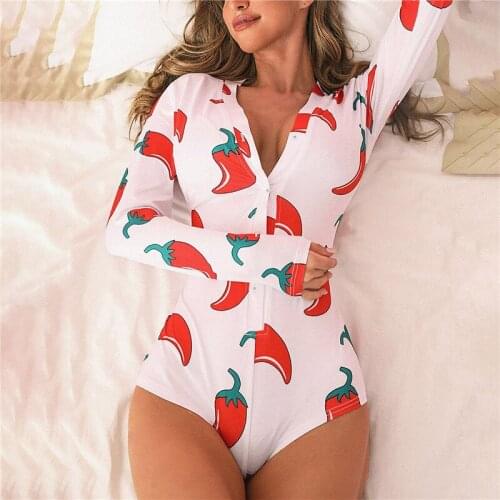 Women Long Sleeve Playsuit Lip Print Single Breasted Bodycuit Sexy Deep V Neck Summer 2020 Girls Young Style Clothing Rompers