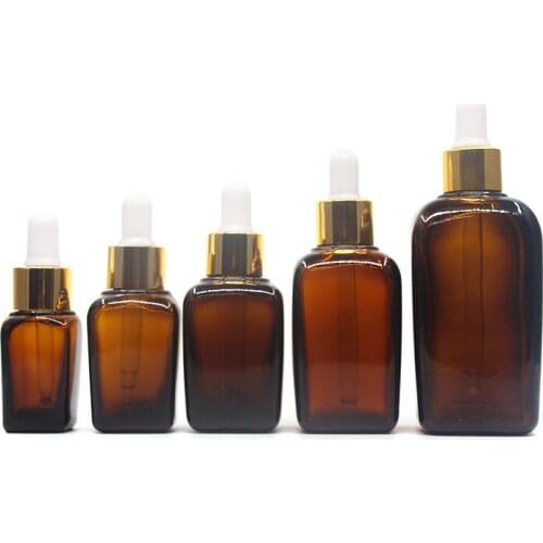 15-100ml Dropper Bottle Amber Glass Golden Cover Liquid Reagent Pipette Bottle Eye Dropper Drop Aromatherapy Container Glass