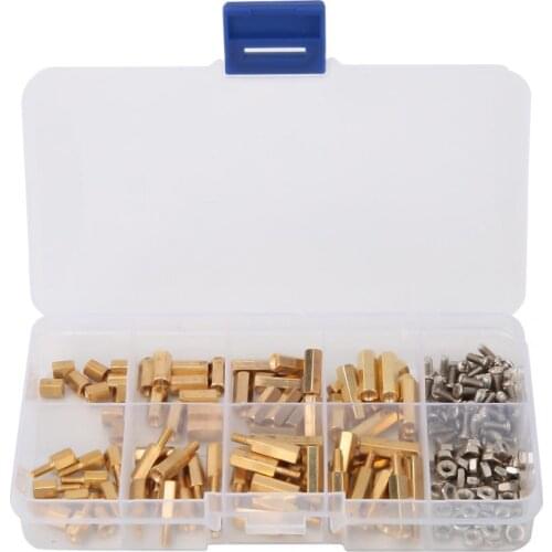 180Pcs M2.5 Copper Male Hex Standoff Set Isolation Spacer Column Hollow Stud Pillar Screw Bolt Nut PCB Motherboard Kit Hardware
