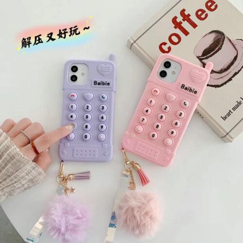 3D Cute Cartoon Stress Reliever Phone Case For iPhone 12 Mini 11 Pro Max X XS MAX XR 7 8 6 Plus SE 2020 Soft Silicone Back Cover