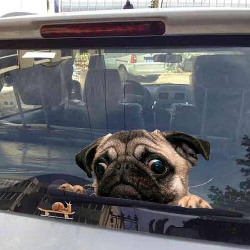 3D Pug Dogs Watch Snail Car Sticker Cartoon Car Styling Wall Home Glass Window Door Laptop Truck Vinyl Decals 20cm * 30cm