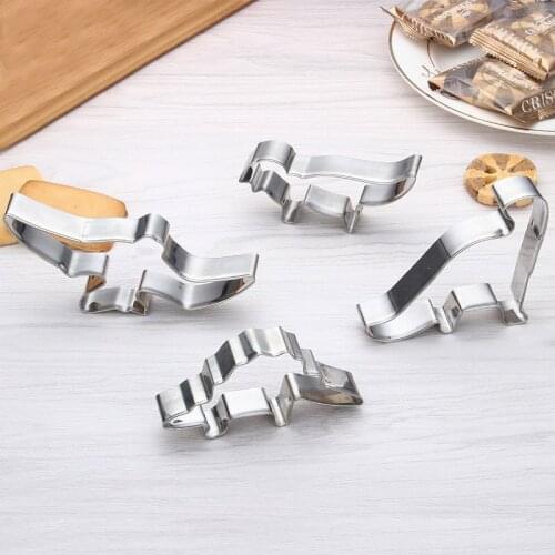4 Pcs Fondant Cake Cookie Mold Dinosaur Animal Stainless Steel Biscuit Cutter Cookie Tools Pastry Baking Tools Decorating Mould