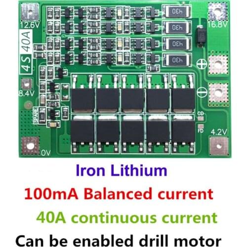 4S 40A Iron lithium battery Charger Protection Board 12.8V 14.4V Lipo Cell Module with Balance PCB BMS For Drill Motor