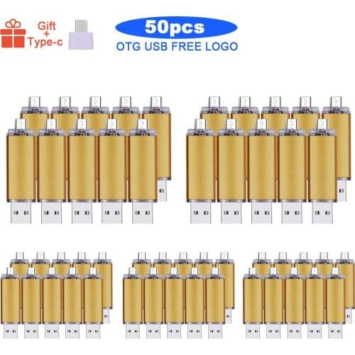 50pcs/lot USB Flash Drive free logo OTG Type C USB 2.0 Pendrive 128GB 64GB 32GB 8GB USB Memory Stick Pendrive for Computer Phone