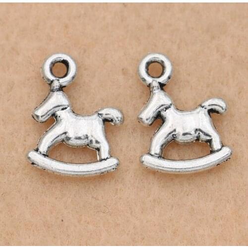 Antique Silver Plated Horse Charm Pendant fit Bracelet Necklace Jewelry DIY Making Craft Accessories 13x10mm 20pcs