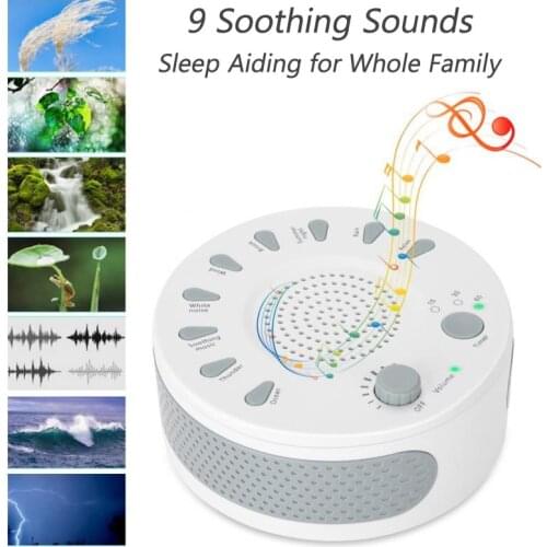 White Noise Machine Portable Baby Sleep Soother Cure Insomnia 9 Soothing Sounds Anti Snore Sleep Aiding with Auto-off Timer