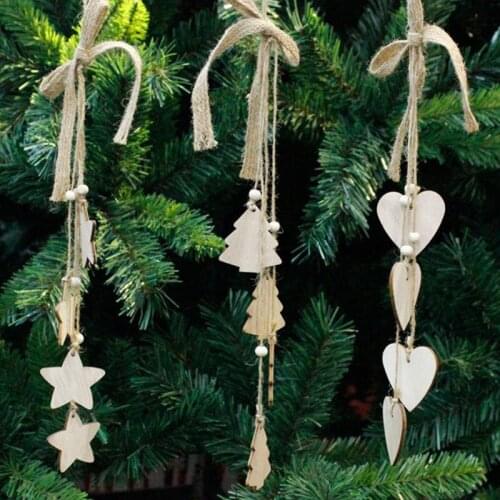 Wood Chips Ornaments Christmas Carve Cute Christmas Tree Pendant Ornament Gift Home Decoration Pendant