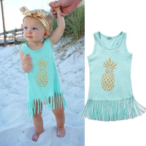 Kids Girls Dresses Baby Clothes Princess Beach Dresses Casual Sundress Clothes Tassel Summer Dresses